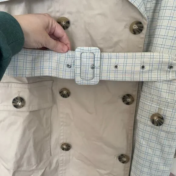 NWT Avec Les Filles Combo Plaid Double-Breasted Trench Coat Sz Medium - Picture 16 of 16